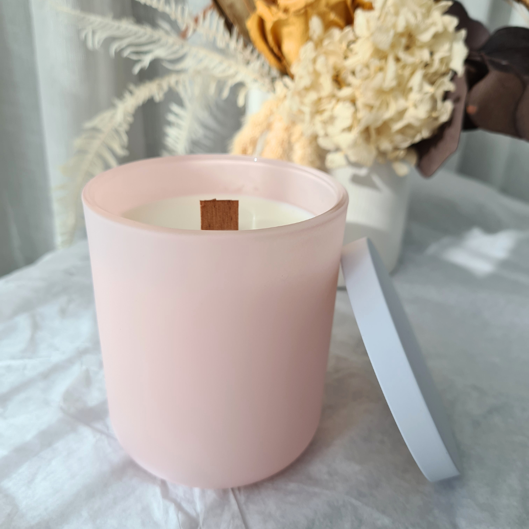 frosted pink candle